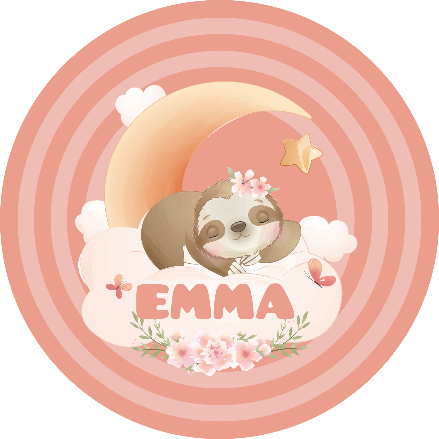 Vinyl Teppich mit Namen süßes faultier-design - TenStickers