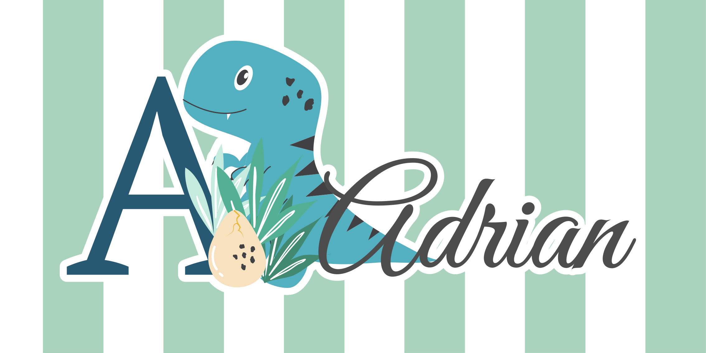 Vinyl teppich baby rex mit initiale und name - TenStickers