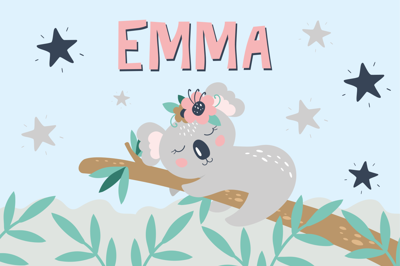 Vinyl Teppich mit Namen koala-nacht - TenStickers