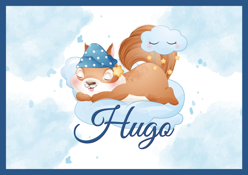 Vinyl Teppich mit Namen süßes eichhörnchen träumt - TenStickers