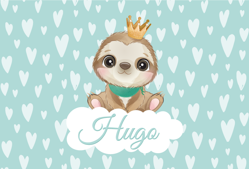 Vinyl Teppich Baby faultierbaby mit namen - TenStickers