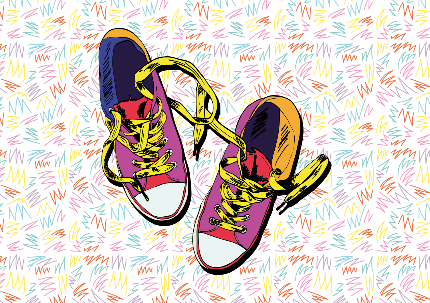 Vinyl Teppich Jugendzimmer buntes sneaker-muster - TenStickers