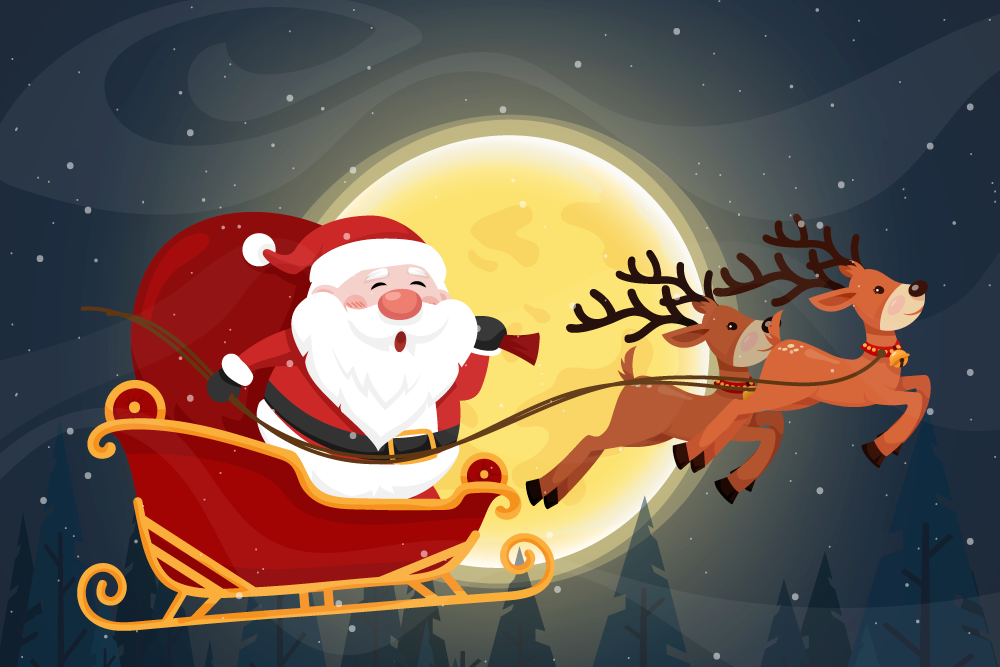 Vinyl teppich weihnachten weihnachtsmann schlittenfahrt - TenStickers