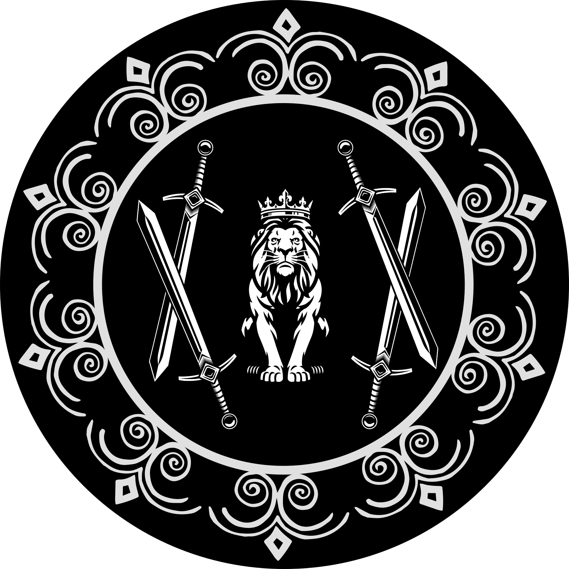 Vinyl Teppich rund majestätisches löwenemblem - TenStickers