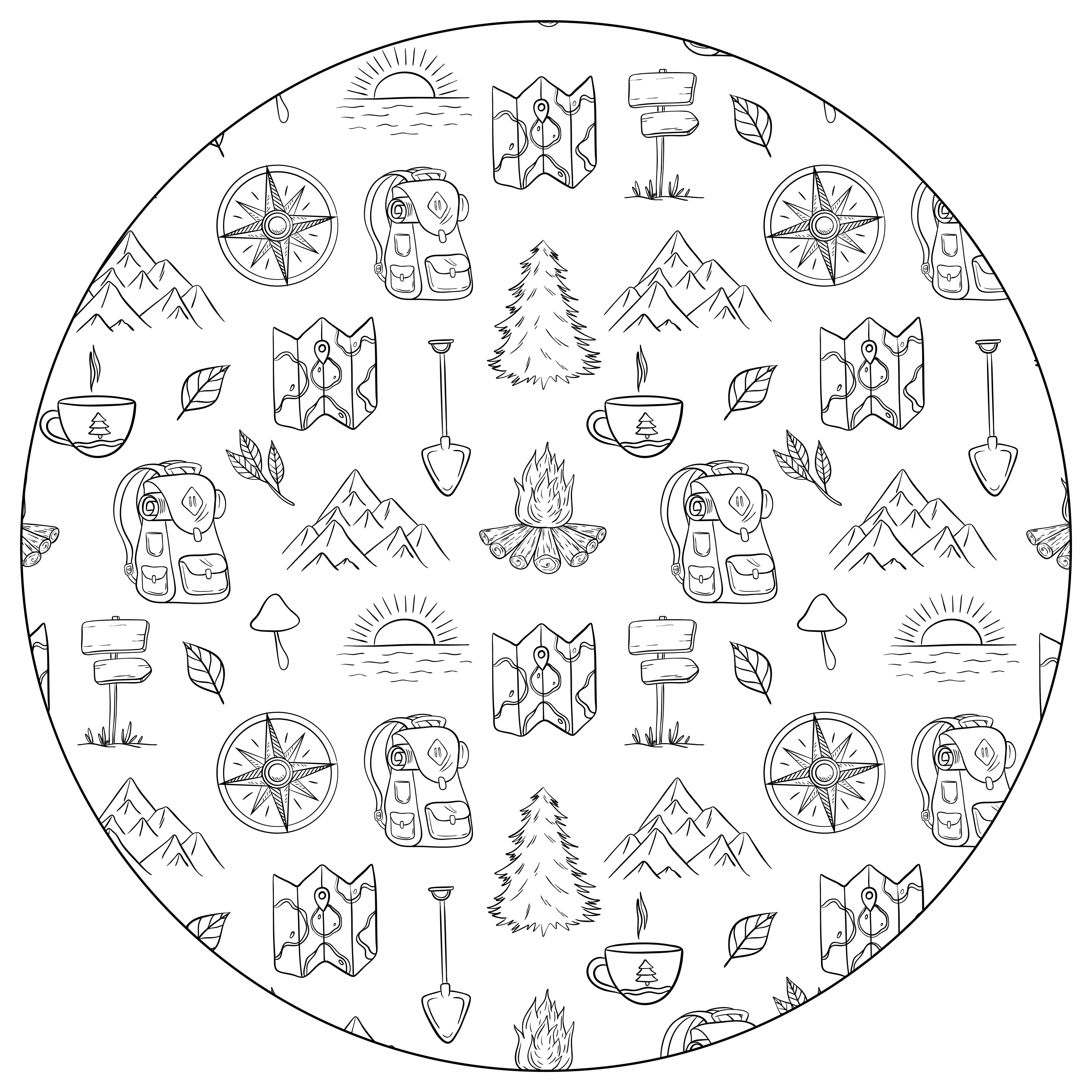 Vinylteppich kindlich camping-abenteuer-symbole - TenStickers