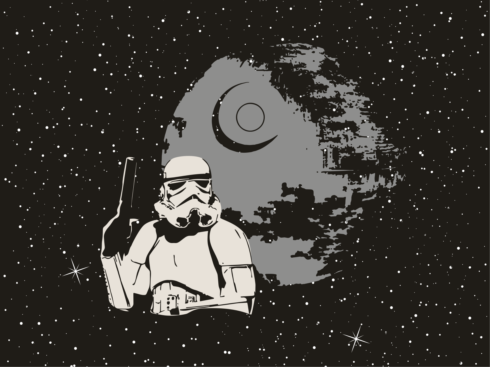 Vinylteppich kindlich weltraum-stormtrooper-szene - TenStickers