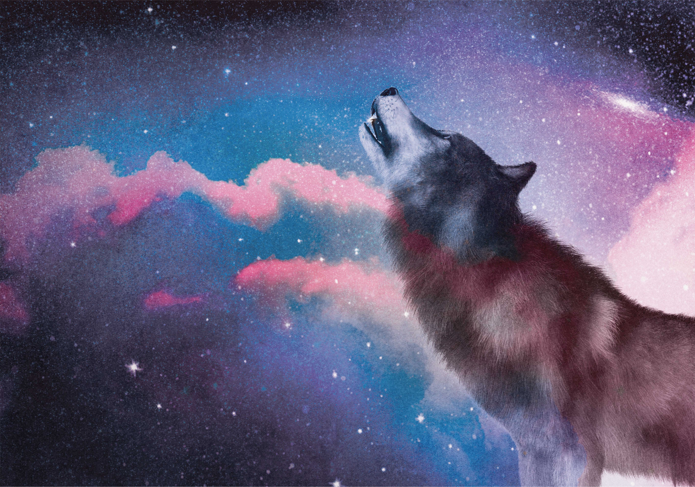 Vinyl Teppich Tiere kosmisches wolfsgeheul - TenStickers