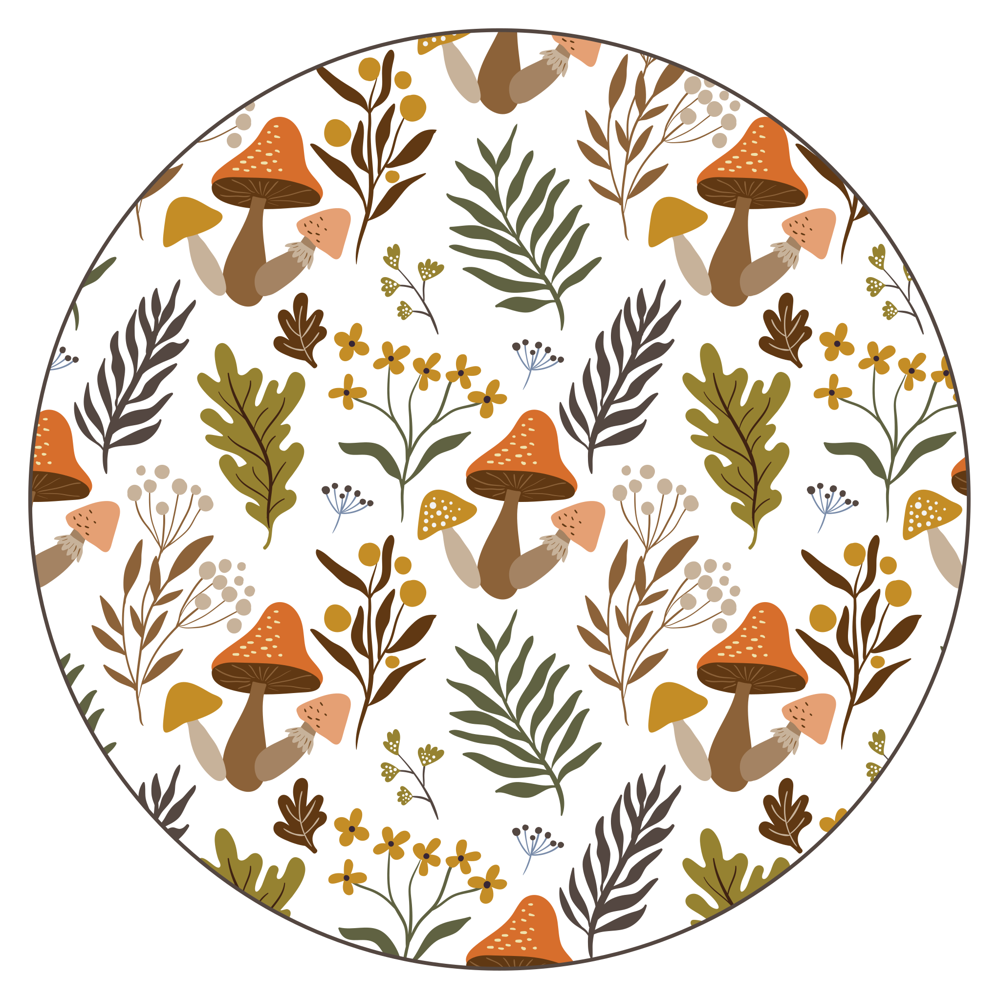 Vinyl Teppich Blumen entzückendes pilzmotiv - TenStickers