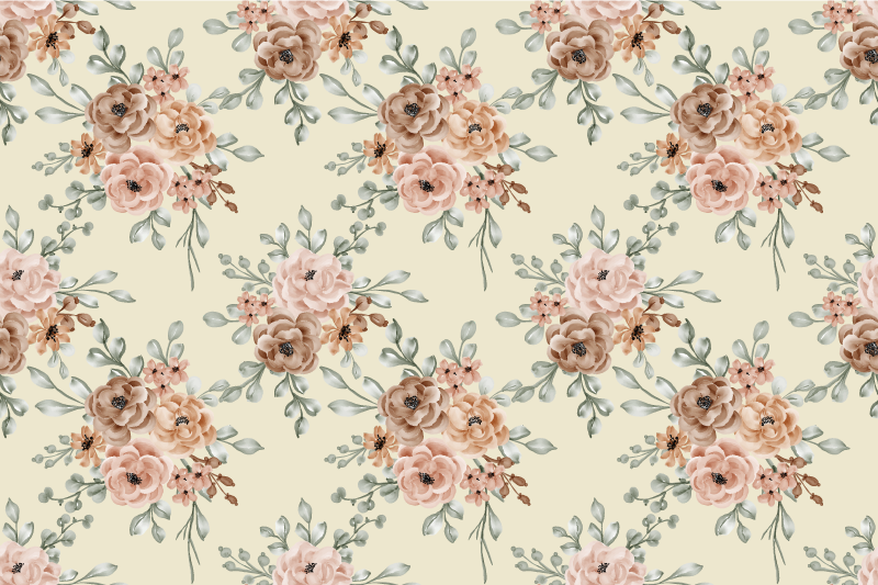 Vinyl Teppich Blumen beige natur - TenStickers