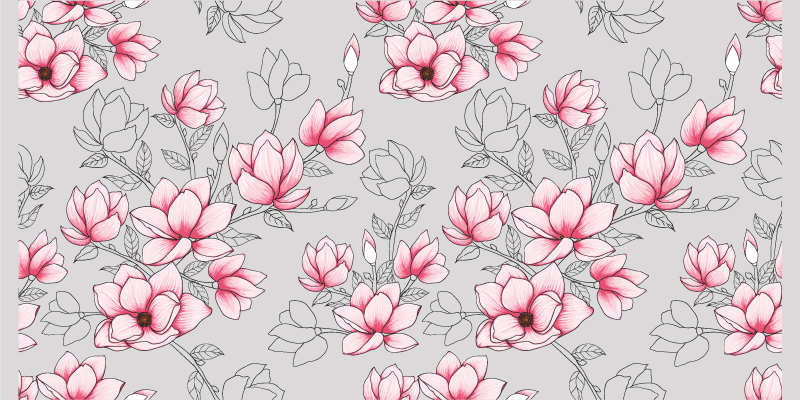 Vinyl teppich blumen im rosa blütenmuster - TenStickers