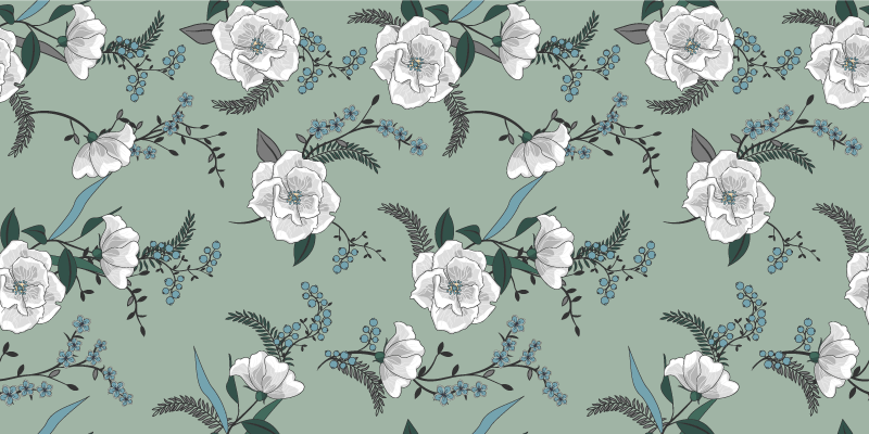 Vinyl Teppich Blumen botanisches konzept - TenStickers