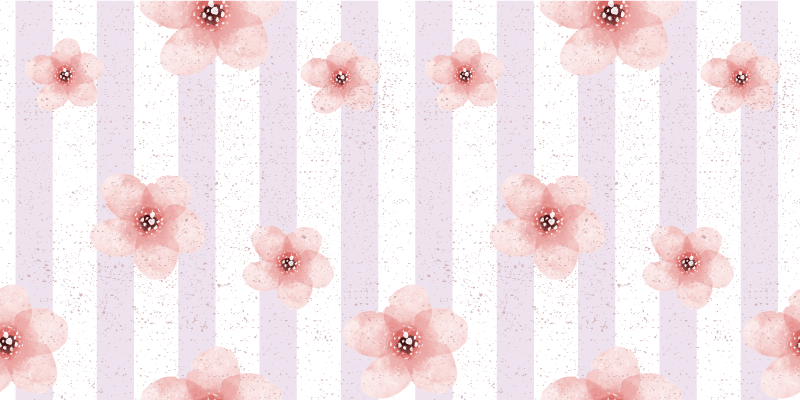 Vinyl Teppich Blumen rosa streifen - TenStickers