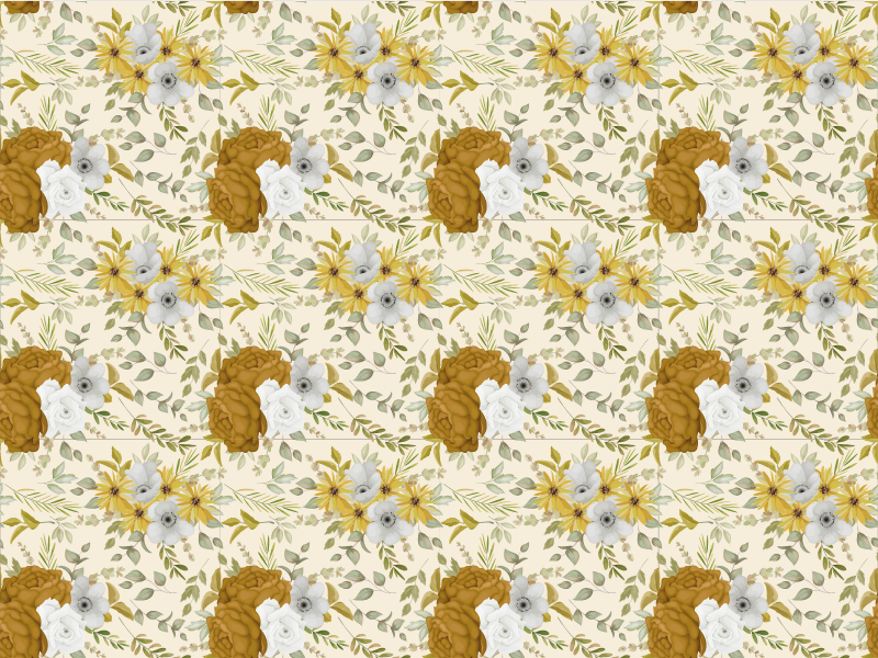 Vinyl Teppich Blumen botanisches Blattmuster - TenStickers