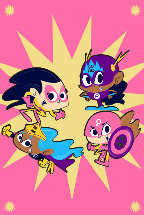 Vinyl Teppich Kinder bunte Superhelden-Figuren - TenStickers