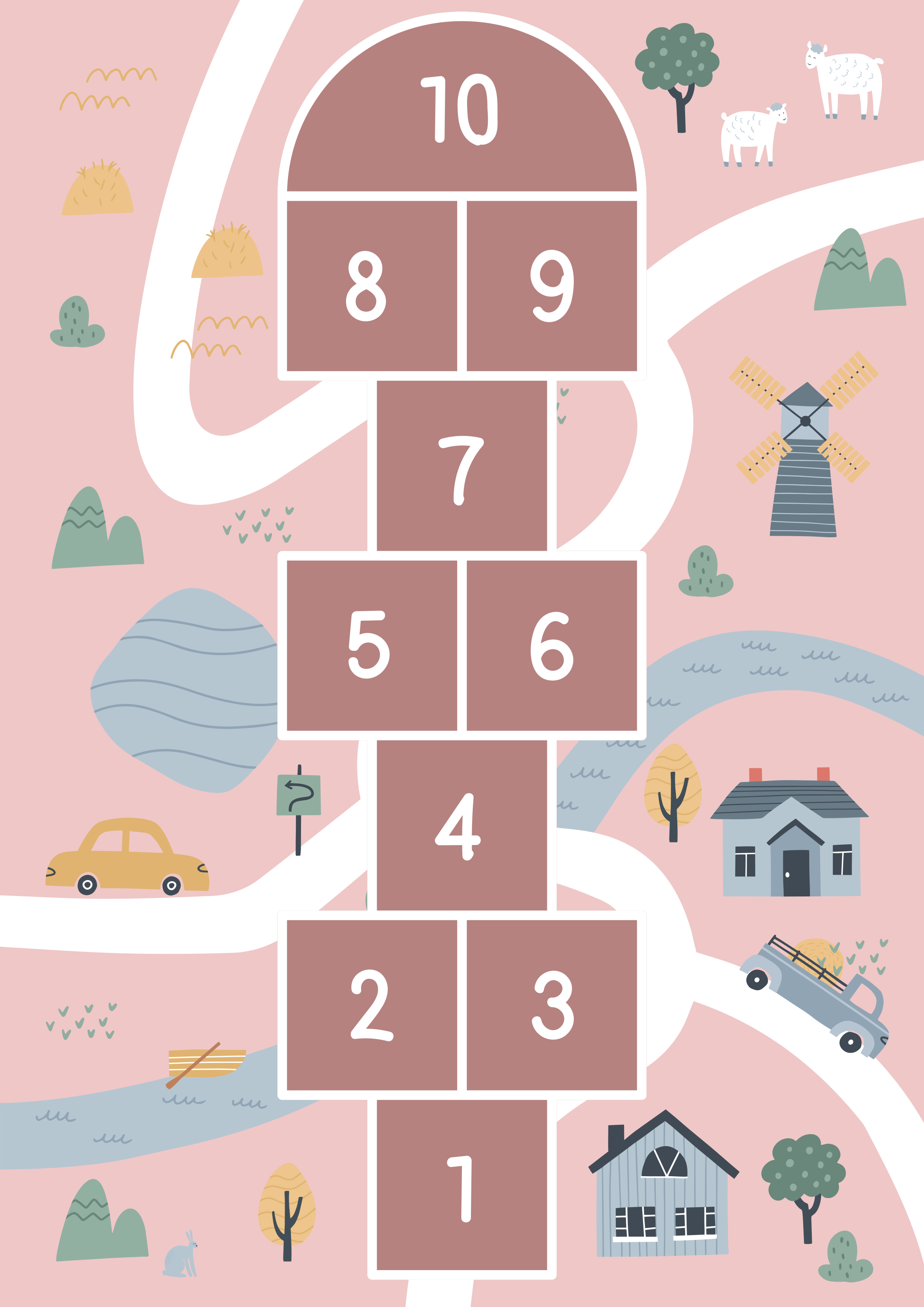 Vinylteppich Baby Hopscotch rosa straße - TenStickers