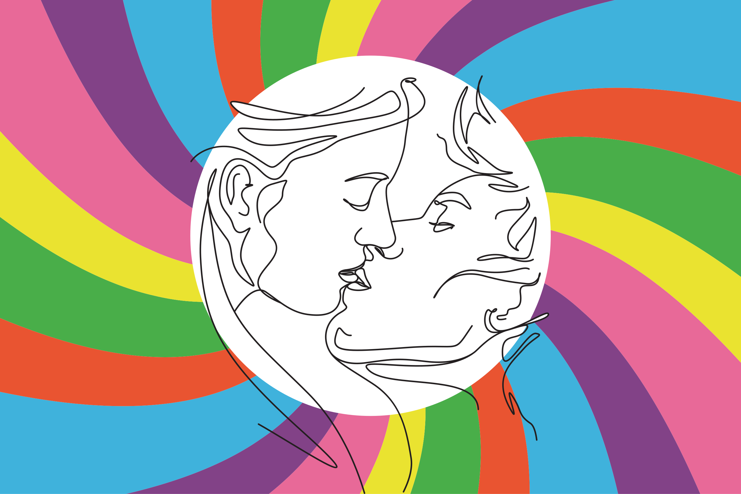 Vinylteppich kindlich bunte kusssilhouette - TenStickers