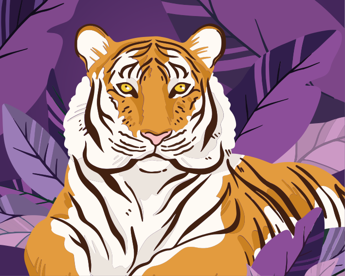 Vinyl Teppich Tiere Tiger Illustration - TenStickers