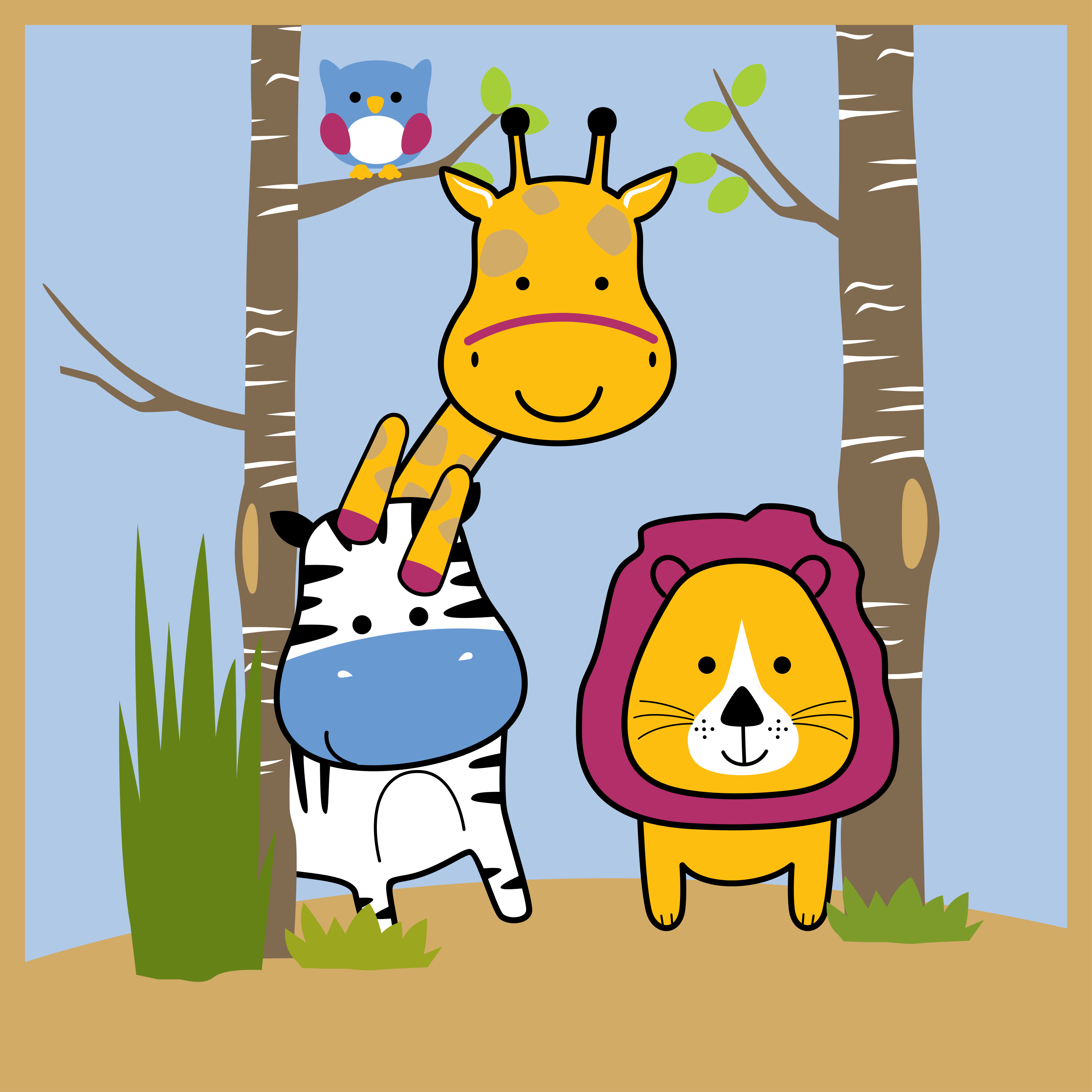 Vinyl Teppich Kinder Tier Zeichnungen - TenStickers