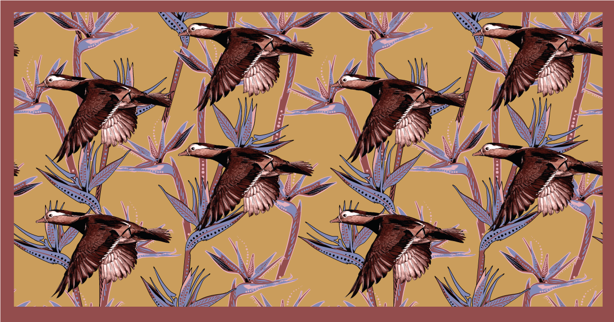 Vinyl Teppich Tiere muster mit fliegenden enten - TenStickers