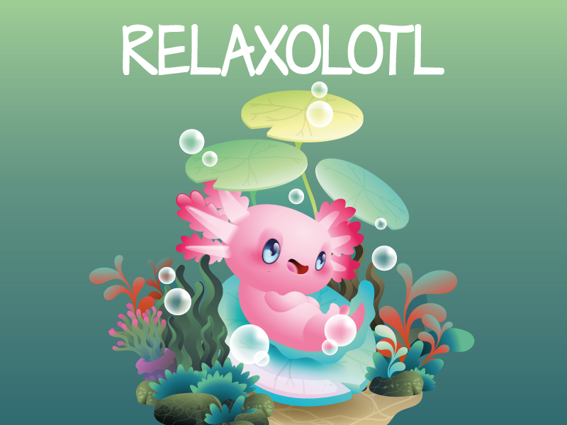 Vinylteppich kindlich relaxolotl-teich - TenStickers
