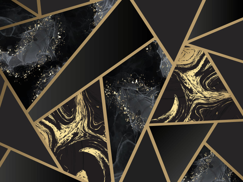 Vinyl Teppich geometrisch Marmormuster Schwarz Gold - TenStickers