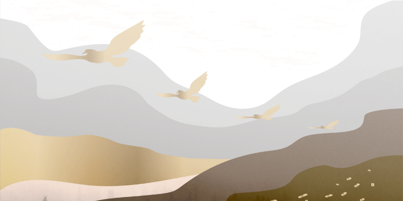 Vinyl Teppich Tiere beruhigende Vogelsilhouette Landschaft - TenStickers