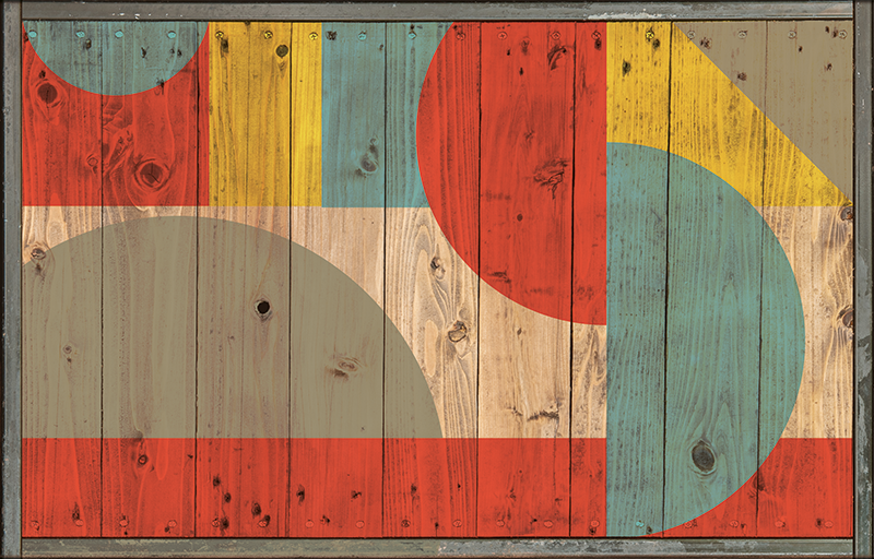 Vinylteppich Holzoptik bunte geometrische Formen - TenStickers