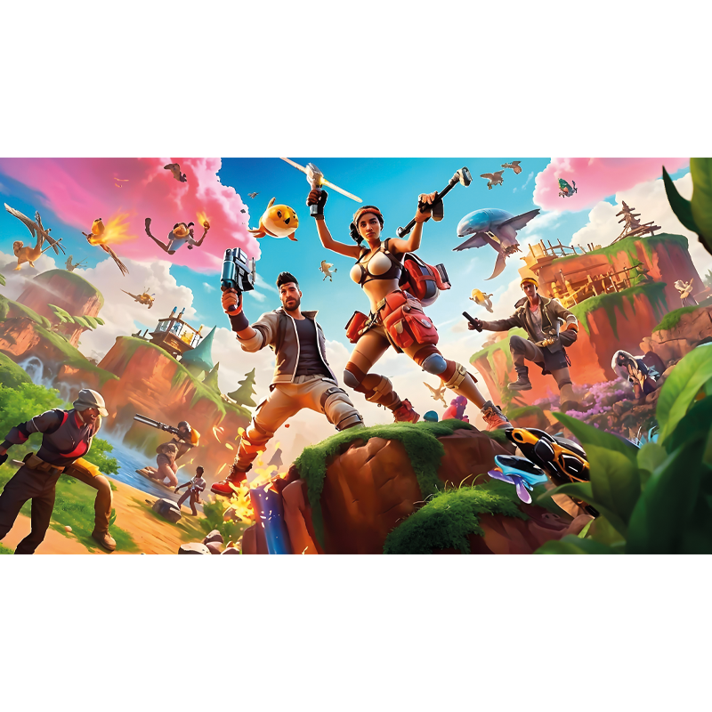 Vinylteppich videospielcharaktere in Aktion - TenStickers