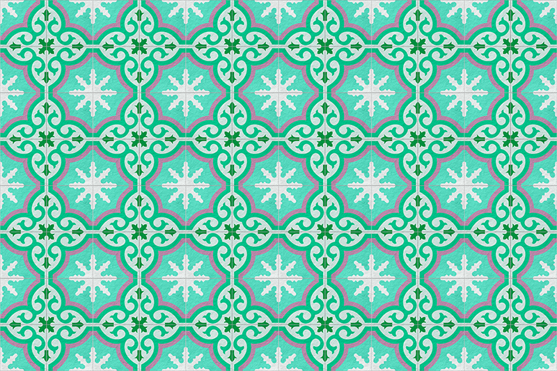 Vinylteppich Retro grüne Hydraulikfliese - TenStickers