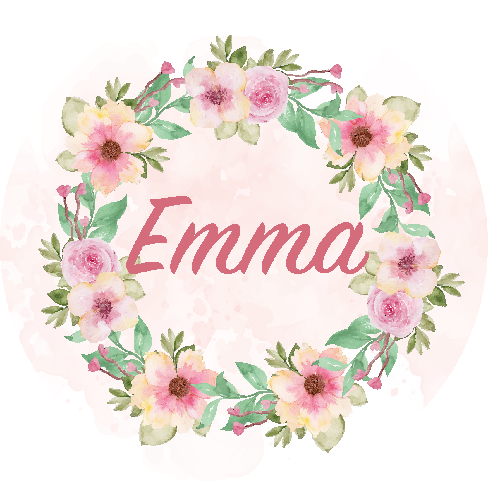 Vinyl Teppich mit Namen Blumenkranz - TenStickers