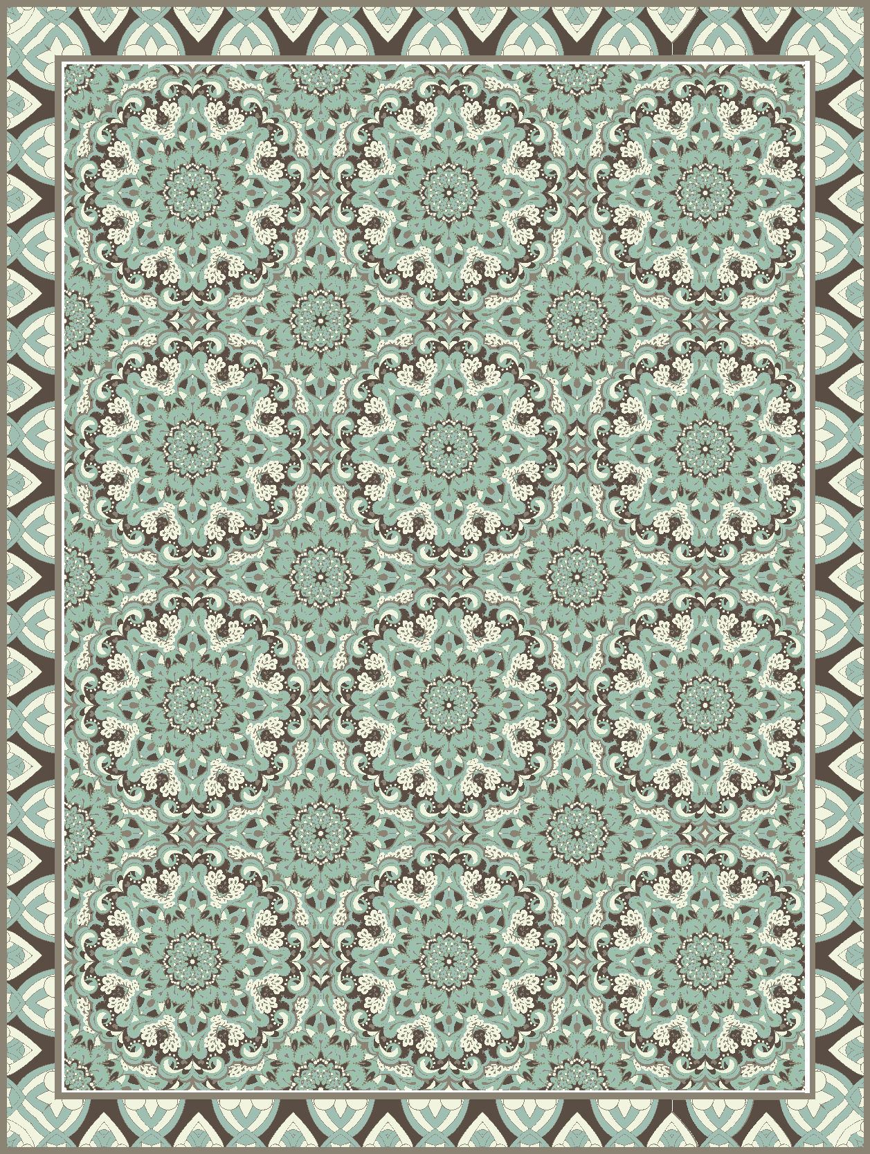 Vinyl Teppich Esszimmer Blumenfliesenmuster - TenStickers