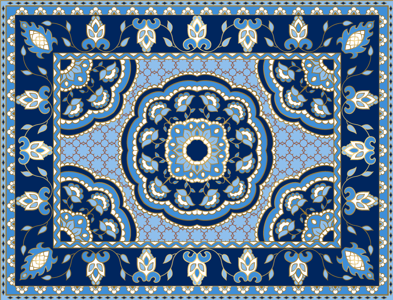 Vinyl Teppich Esszimmer orientalisches blaues design - TenStickers