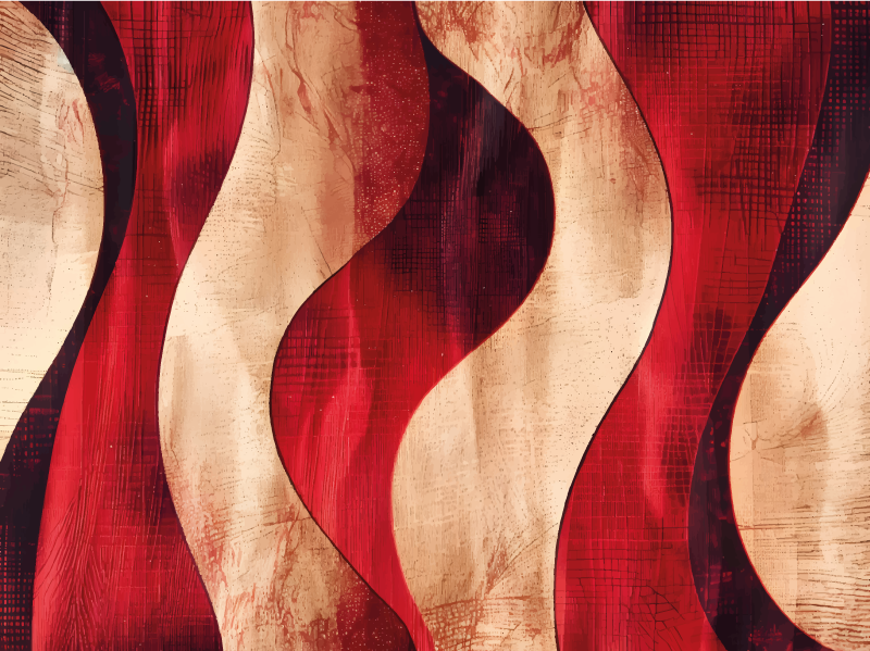 Vinyl Teppich rot modernes Wellenmuster - TenStickers