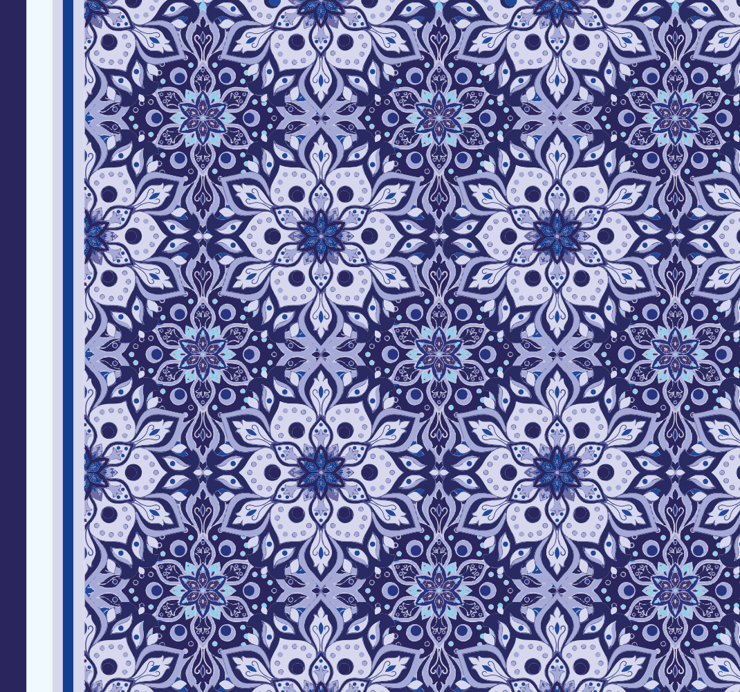 Vinyl Teppich blau vintage Blumenmuster - TenStickers