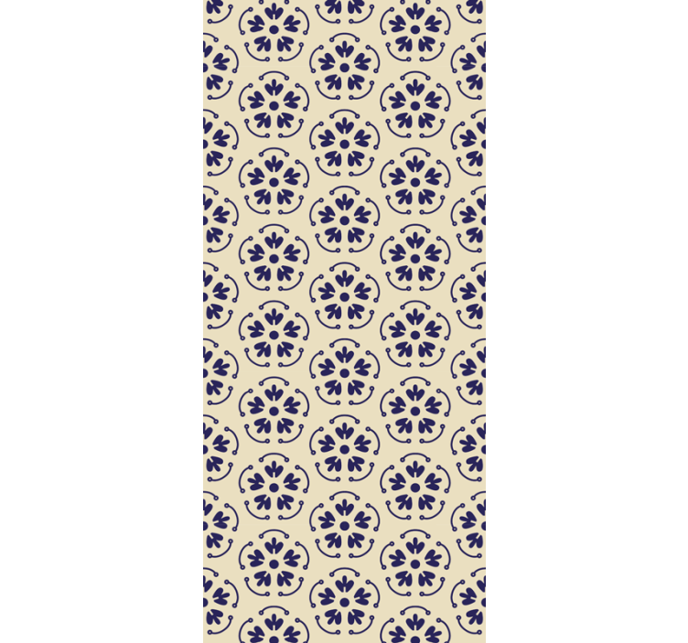 Tapete florale Ornamente runde blaue motive - TenStickers