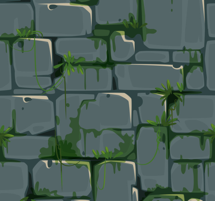 Tapete Jugendzimmer Ziegelsteinmauer mit Moos - TenStickers