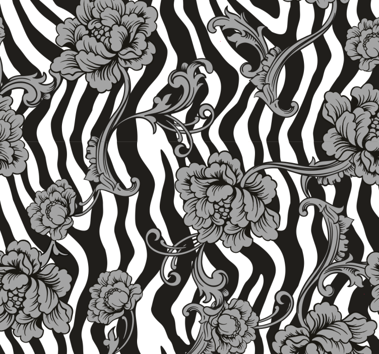 Zebra Stripe Floral Fusion - TenStickers