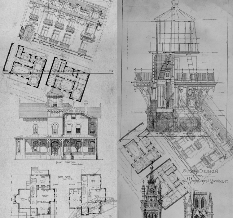 Tapete Stadt architekturskizzen - TenStickers