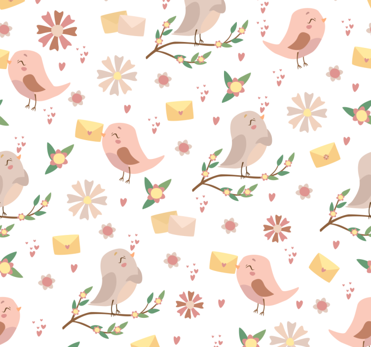 Tapete selbst gestalten vogel blumenmuster - TenStickers