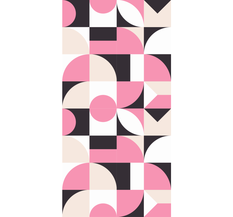 Tapete geometrisch modernes rosa und schwarzes muster - TenStickers