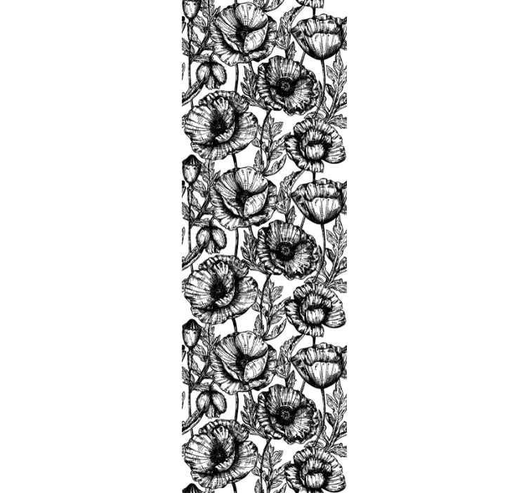 Blumentapete schwarzes blumenmuster - TenStickers