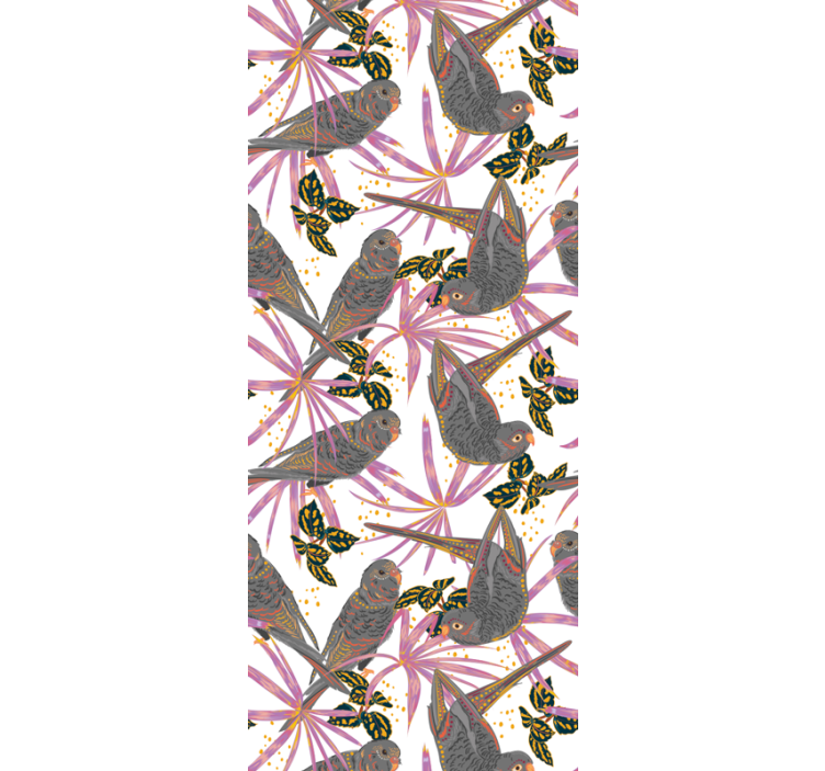 Tapete Vögel bunte blätter - TenStickers