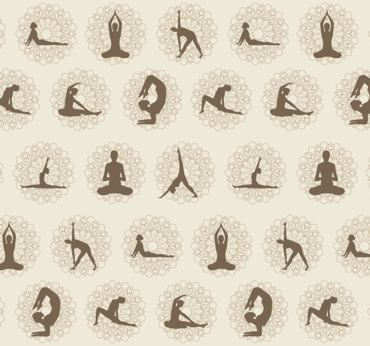 Tapete Beige braune yoga-symbole - TenStickers