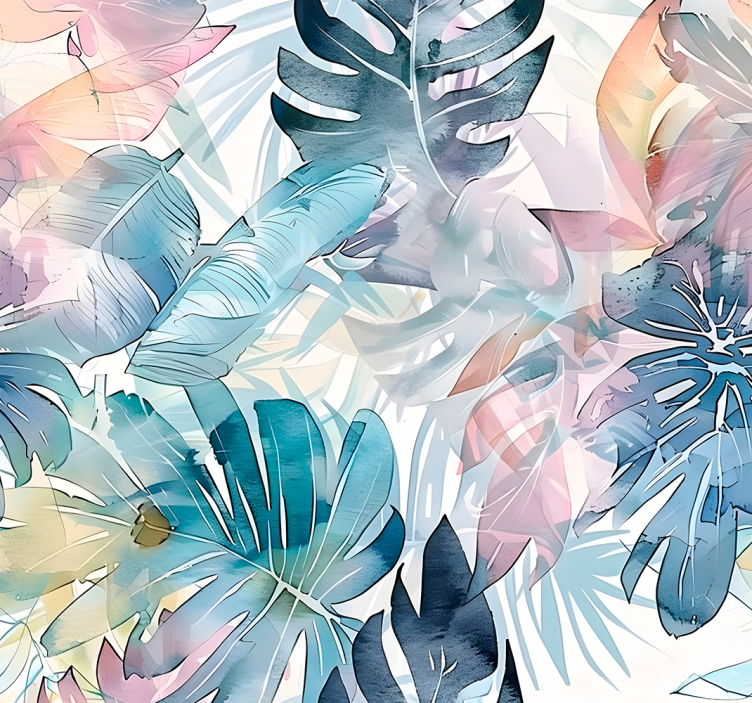 Schlafzimmer Tapete Blätter große gezeichnete - TenStickers