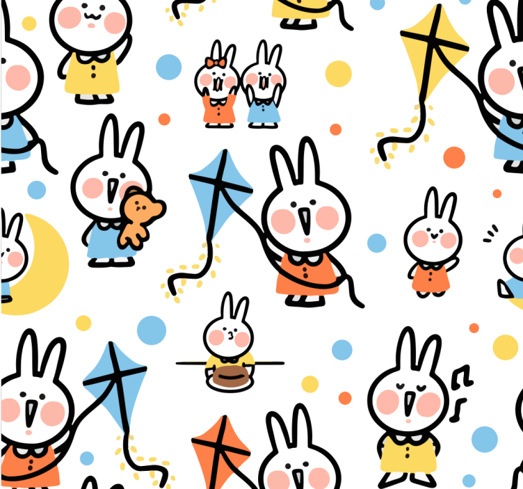 Tapete Tiere hasen mit drachen - TenStickers