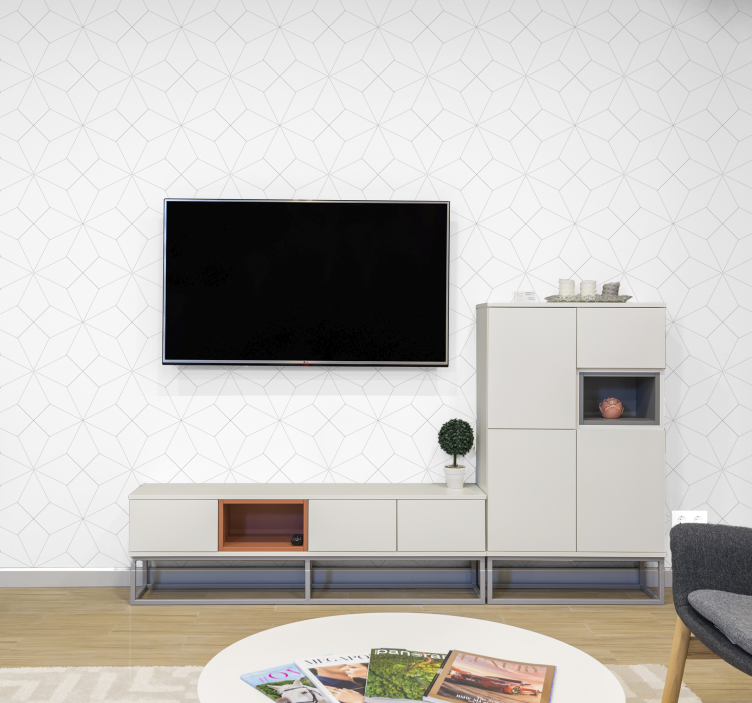 Geometrische Tapete minimalistisches linienraster - TenStickers