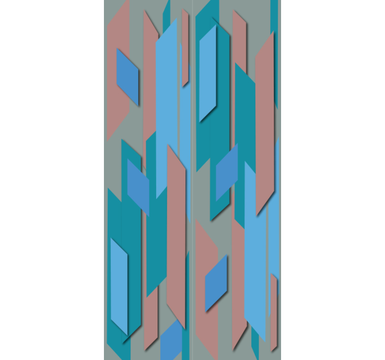 Tapete Wohnzimmer abstrakte blaue und rosa formen - TenStickers