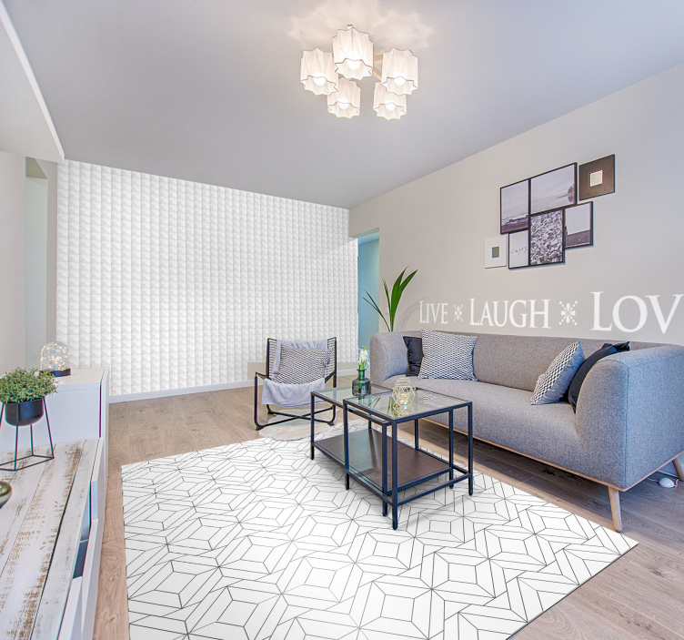 3D Tapete Wohnzimmer weiße Quadrate - TenStickers