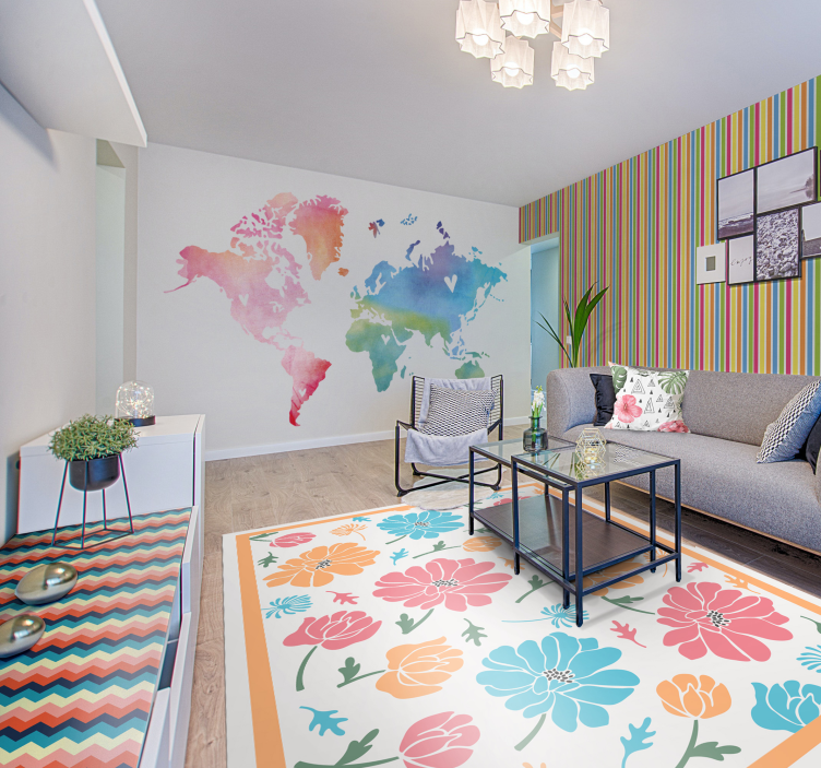 Tapete horizontale Streifen bunte Streifen - TenStickers