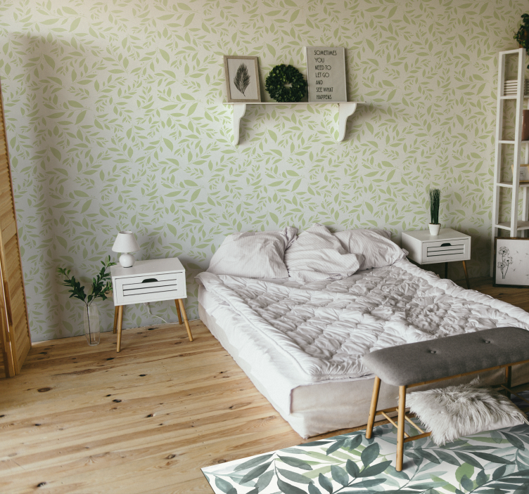 Tapete Blätter zarter blattabdruck - TenStickers